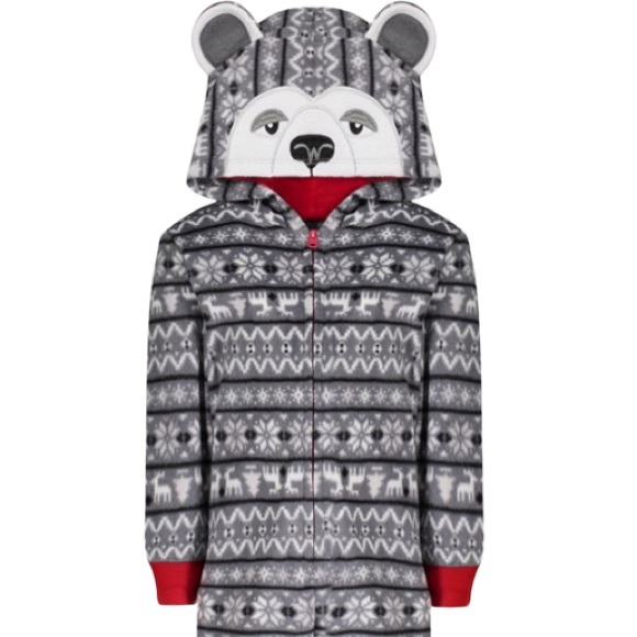 Max & Olivia Other - Toddler 3T Bear Fleece One Piece Hooded Zip Up Pajamas - NWT